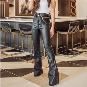 MAJORELLE BLAKE LEATHER FLARED PANTS NWT